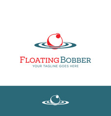 red and white bobber logo for fishing related business or website © TeddyandMia
