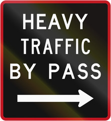 Old version of the New Zealand road sign - Bypass for heavy vehicles, to right