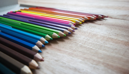 coloured pencil on the wood floor