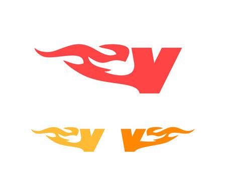 Initial V Fire Logo icon