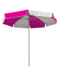 Beach umbrella with pink and white stripes