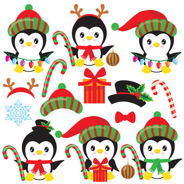 Christmas penguin vector illustration