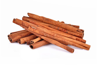 cinnamon on white background