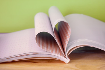 Love book with heart shape green background