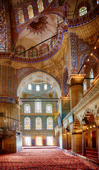Fototapeta na wymiar Interior of Sultan Ahmed Mosque (Blue Mosque), Istanbul.
