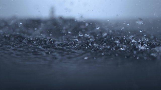 Heavy rain on water surface shot with high speed camera, phantom flex 4K.