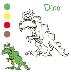 Coloring dinosaur with color samples for children