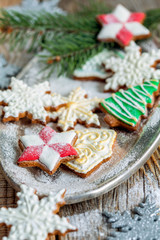 Beautiful Christmas cookies on a tray.