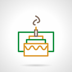 Color simple line festive cake vector icon