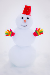 Snowman in winter park