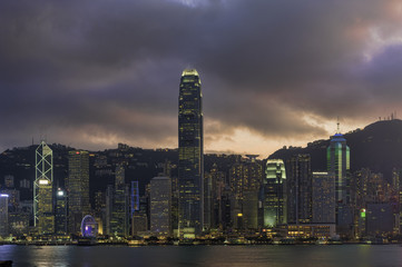 Fototapeta na wymiar 夕暮れ時の香港の風景