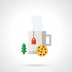 Winter hot tea flat color vector icon