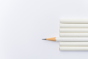 one pencil among many pencils