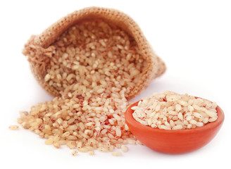 Brown rice in a pottery