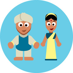 Traditional costumes icon - Africa and India