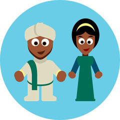 Traditional costumes icon - Africa and India