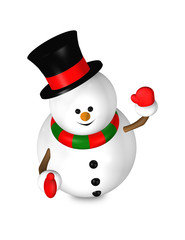 cartoon snowman looks up isolated over white