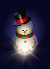 snowman holding christmas star in the night