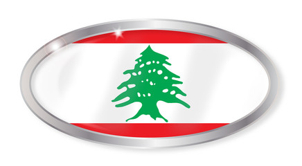 Lebanon Flag Oval Button