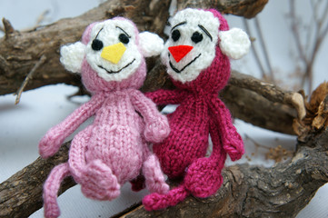 year of monkey, knitted toy, symbol, handmade