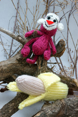 year of monkey, knitted toy, symbol, handmade