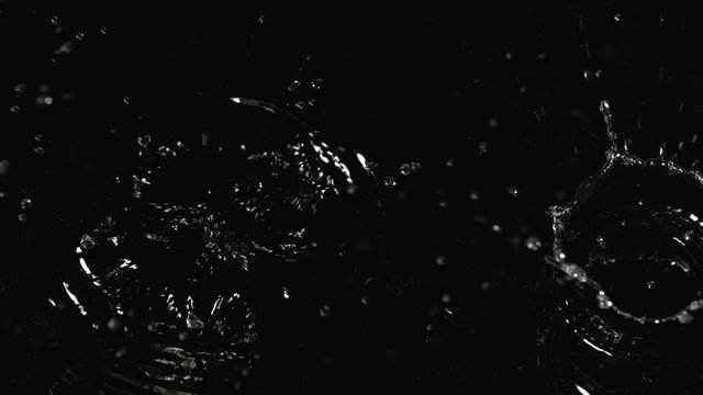 4K 30fps, Overhead Water Drop making ripple against black background shot with high speed camera, phantom flex 4K.