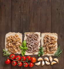 Whole wheat  pasta with herbs and vegetables