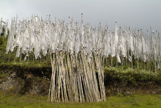 Bhutan, Trashigang, prayer flags