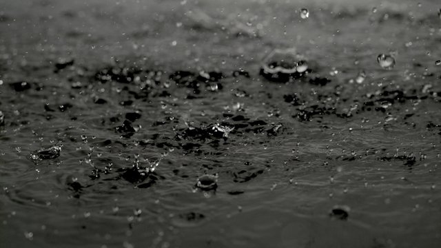 4K 30fps, Heavy rain in puddle shot with high speed camera, phantom flex 4K.