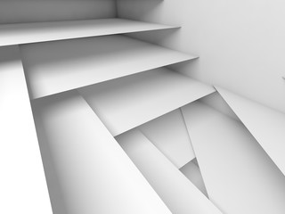 Abstract digital background, white stairs pattern, 3d