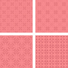 Coral seamless pattern background set 