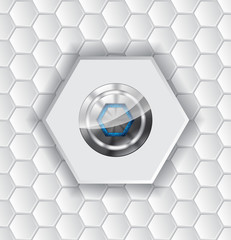 Abstract background with hexagons and shiny button