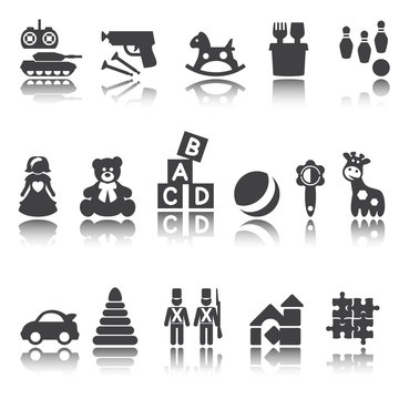 Toys icons. Vector signs. Set toy store.