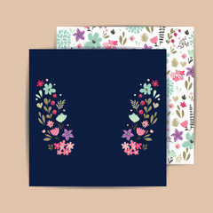 Wedding invitation card or announcement with beautiful flowers

