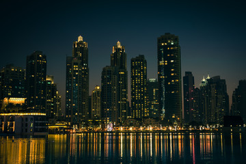 Fototapeta na wymiar Night cityscape of Dubai city, United Arab Emirates