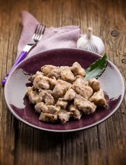 meat stew with pineapple selective focus