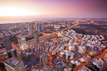 Obraz premium Tel Aviv Cityscape At Sunset