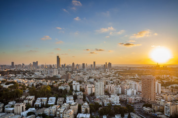 Tel Aviv Cityscape At Sunset