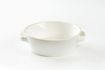 Round white ceramic dish