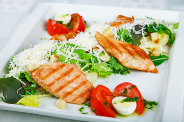 Shrimp, salmon with orange and spice