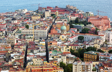 Fototapeta na wymiar View over the city of Naples in Italy.