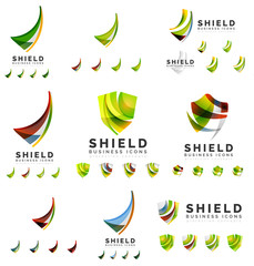 Fototapeta na wymiar Set of company logotype branding designs, shield protection concept icons