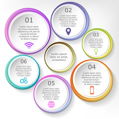 Colorful infographics template with steps, options. For infographic, banner, poster, web design, brochure, presentation. Vector illustration