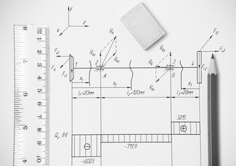 Measuring and drawing instruments in the drawings