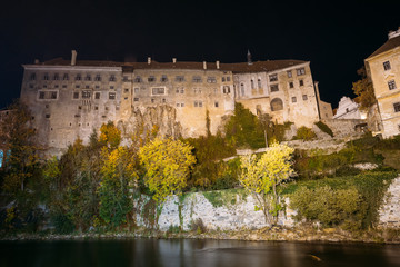 Fototapeta na wymiar Night view to castle in Cesky Krumlov, Czech republic. 