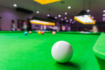 Snooker ball on snooker table