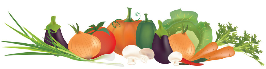 Collection of 3D vegetables. Carrot, Chili Peppers, Tomato, Cabbage, Eggplant, Pumpkin, Onion and Mushrooms