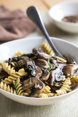 Pasta with mushroom and herb sauce