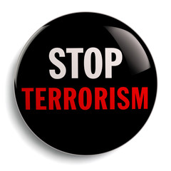 Stop terrorism badge against white background