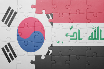 puzzle with the national flag of iraq and taiwan